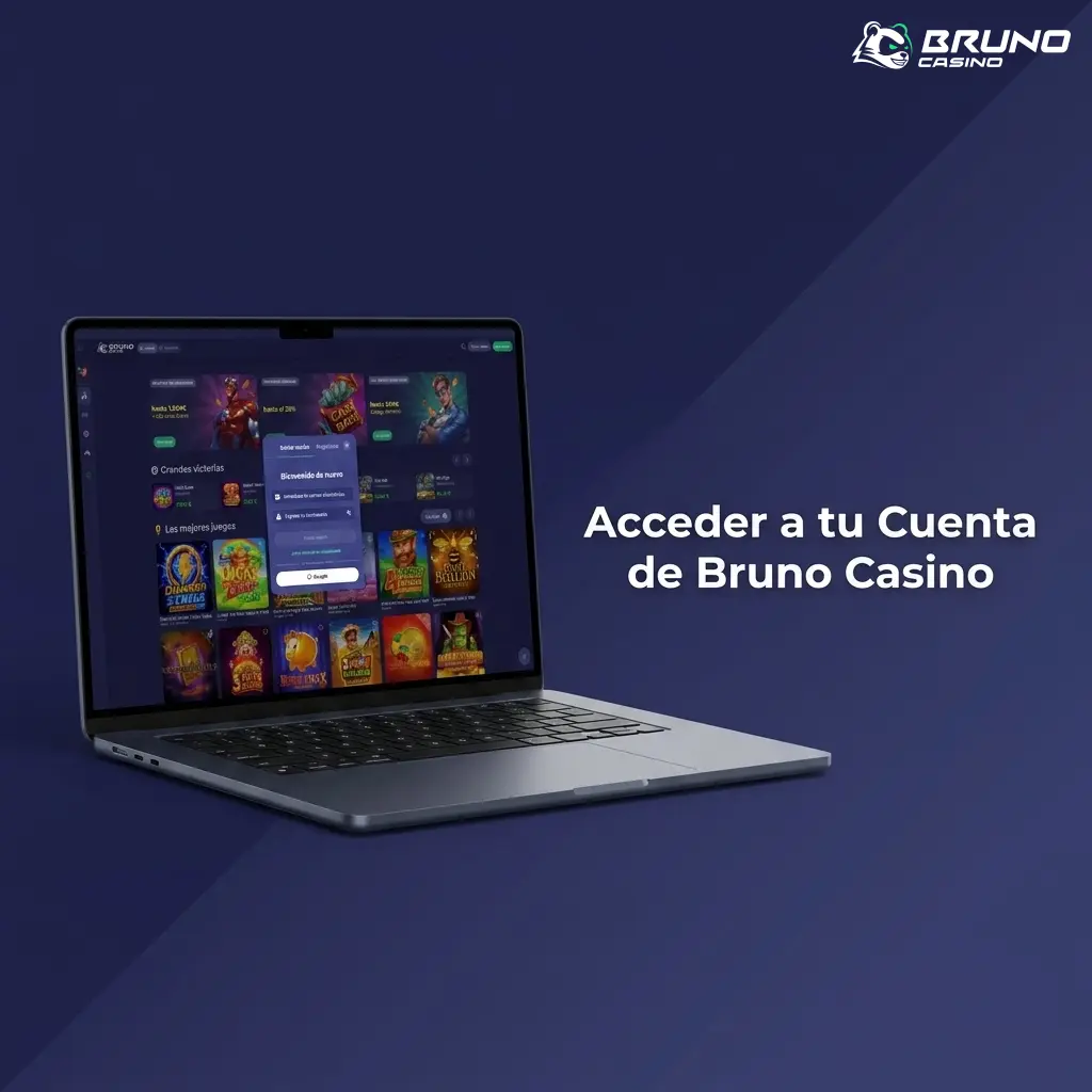 Panel de usuario de Bruno Casino con opciones de inicio de sesión, gestión de fondos, bonos y seguridad de cuenta