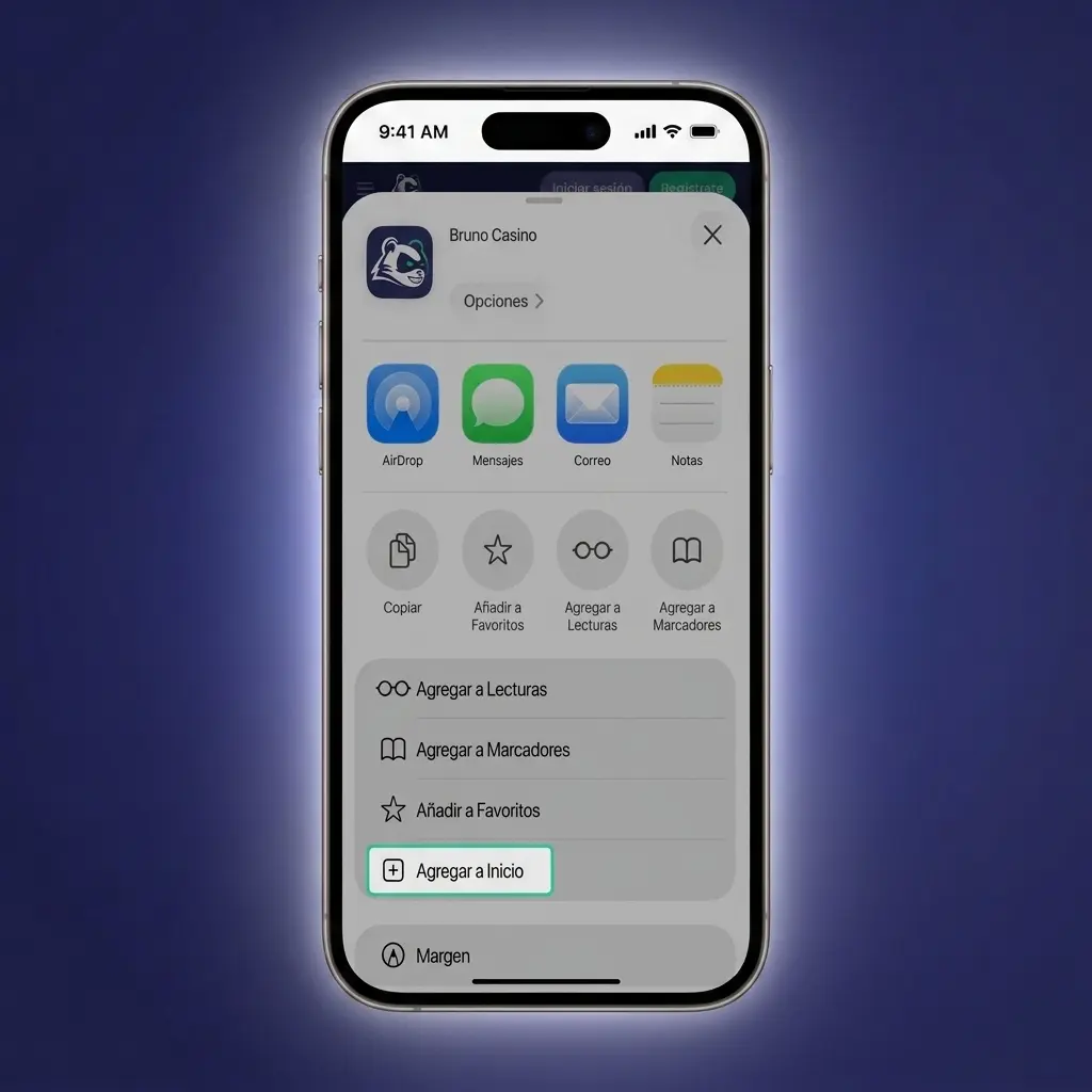 Guía para instalar la PWA de Bruno Casino en iPhone y iPad mediante Safari en iOS