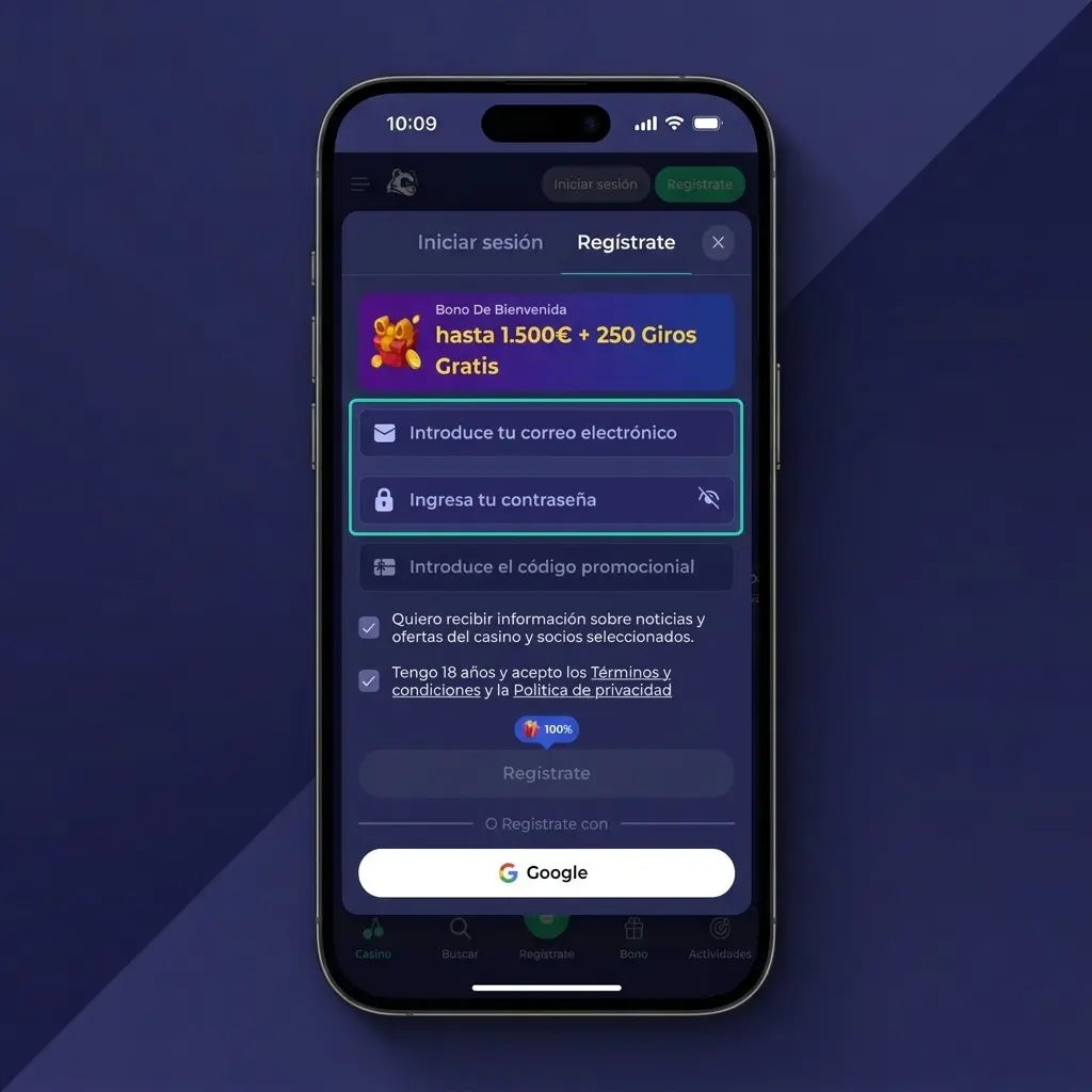 Guía visual de registro en Bruno Casino en 5 pasos para completar el alta correctamente