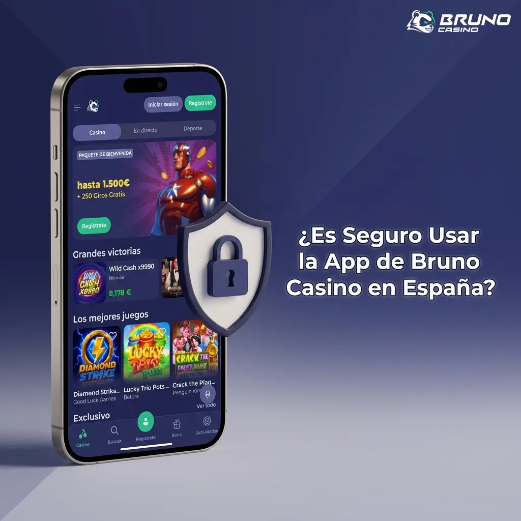 App de Bruno Casino con cifrado SSL 128 bits para jugadores españoles, segura y con licencia DGOJ