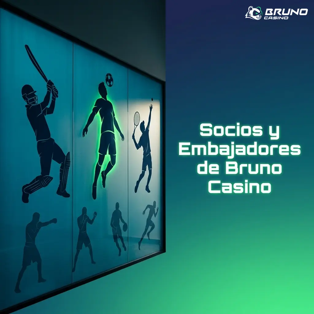 Logotipo de Bruno Casino con texto sobre socios y embajadores en el mercado español